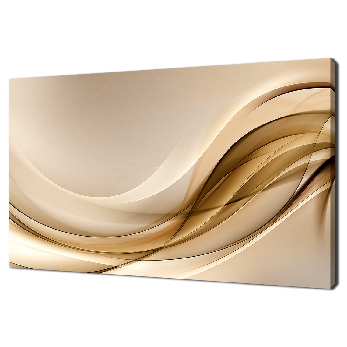 Elegant Brown Golden Waves Abstract Flowing Modern Minimal Wall Art