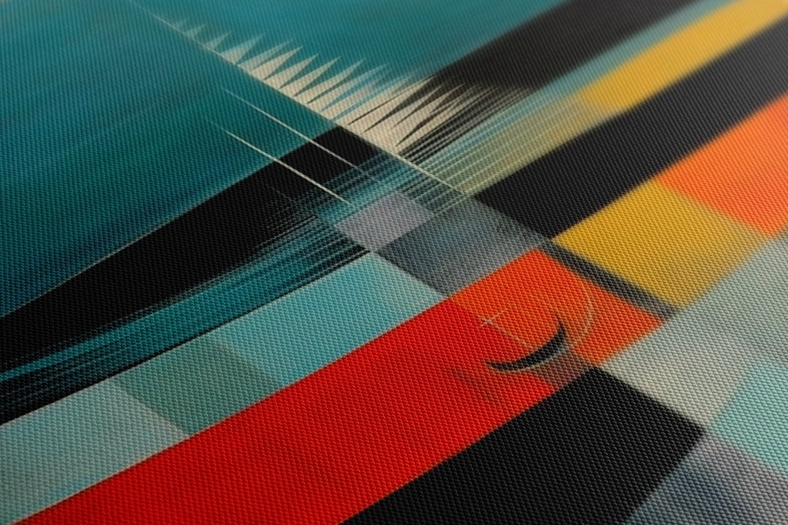 Abstract Sailboat Moon Seascape Teal Orange Geometric Modern Wall Art - Image 2