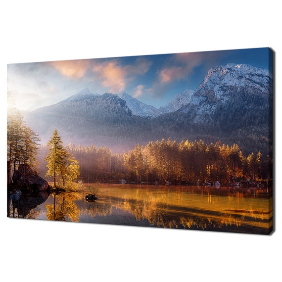 Hintersee Lake Sunset, Bavarian Alps Landscape Art Print