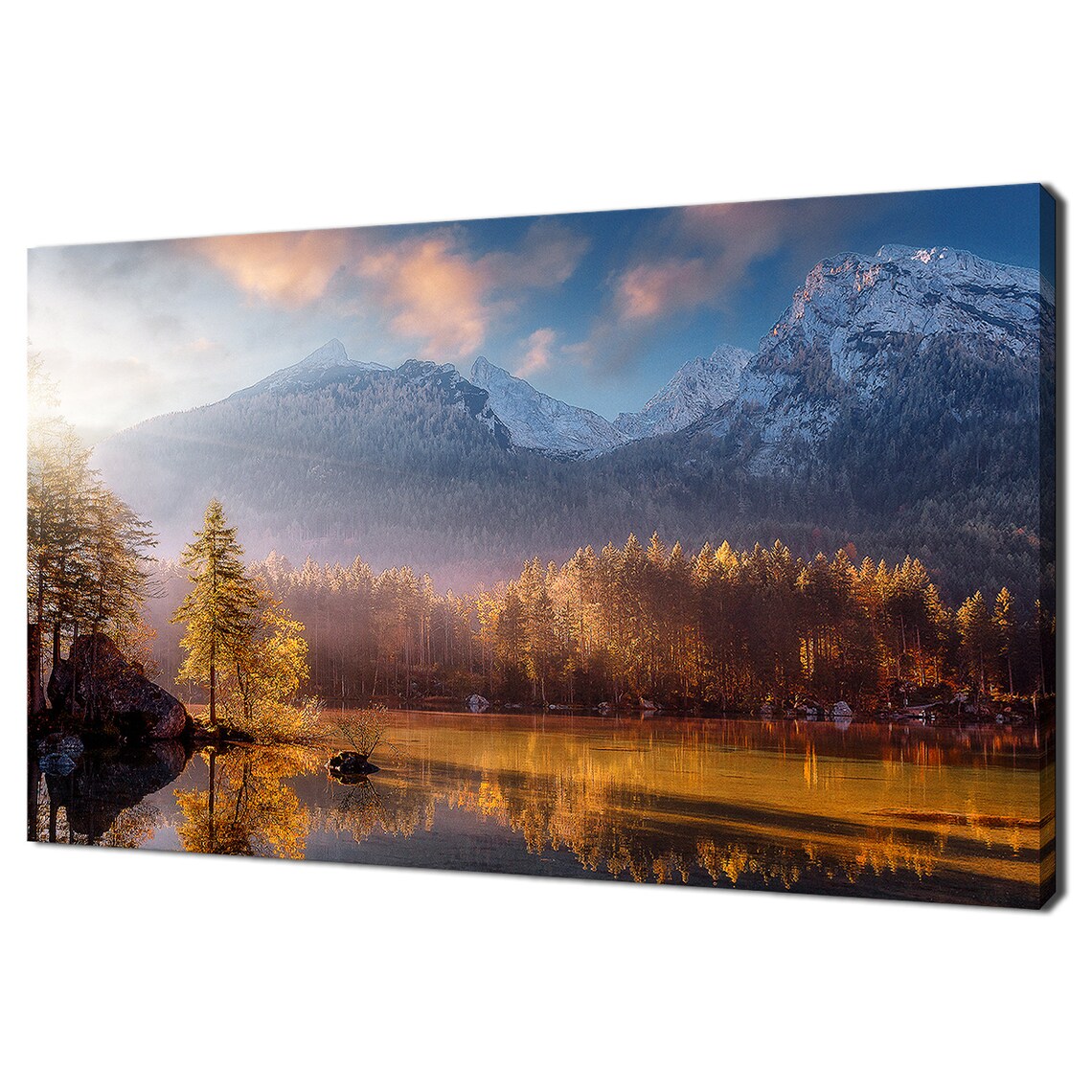 Hintersee Lake Sunset, Bavarian Alps Landscape Art Print