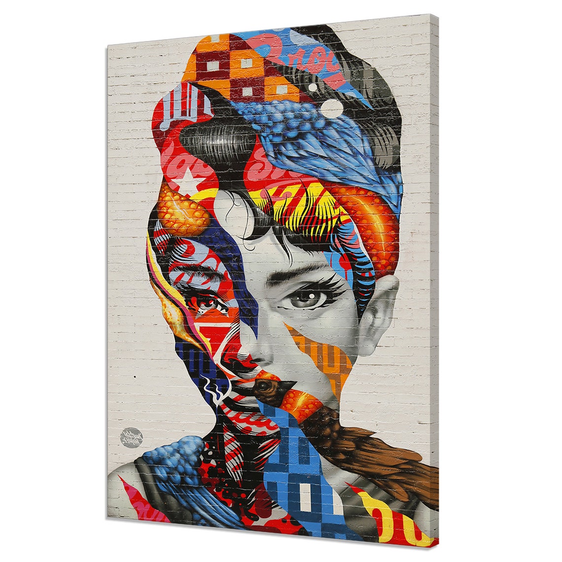 Audrey Hepburn Colorful Graffiti Street Art Mural Brick Pop Art Poster