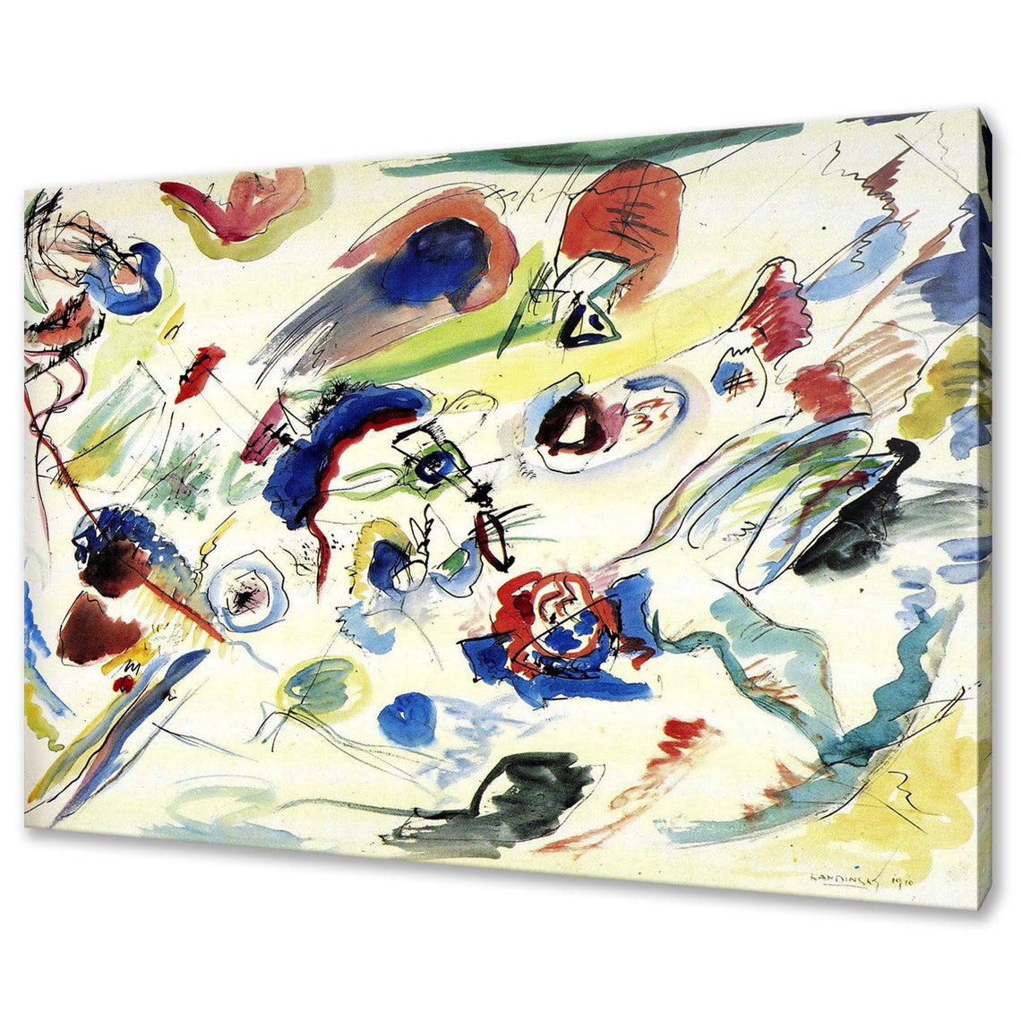Wassily Kandinsky Untitled First Abstract Watercolor 1910 Classic Design Abstract Decor Reproduction Print Wall Art
