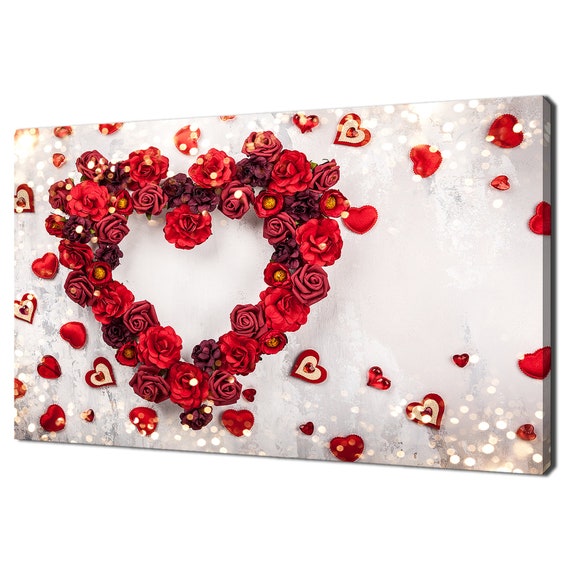 Red Roses Heart Modern Design, Wall Art Print
