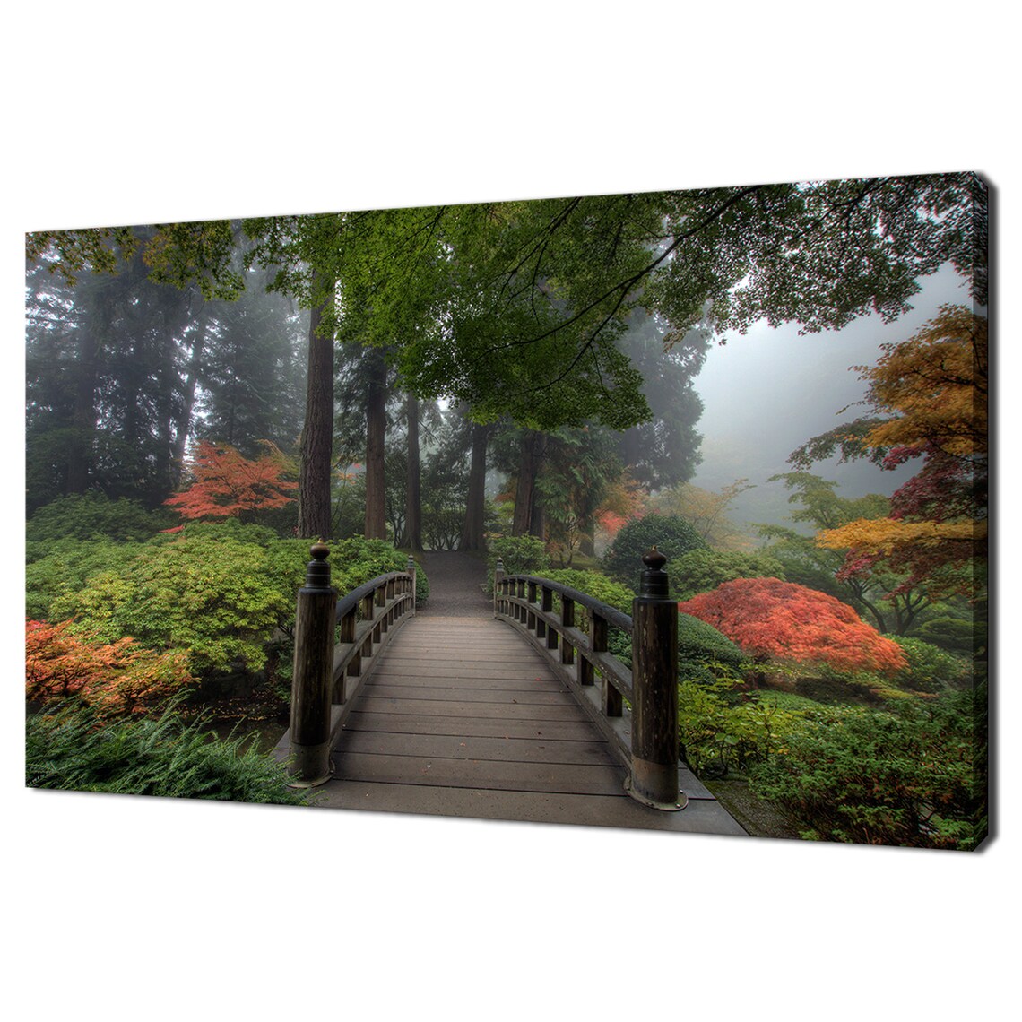 Japanese Garden Bridge, Modern Landscape Art Print