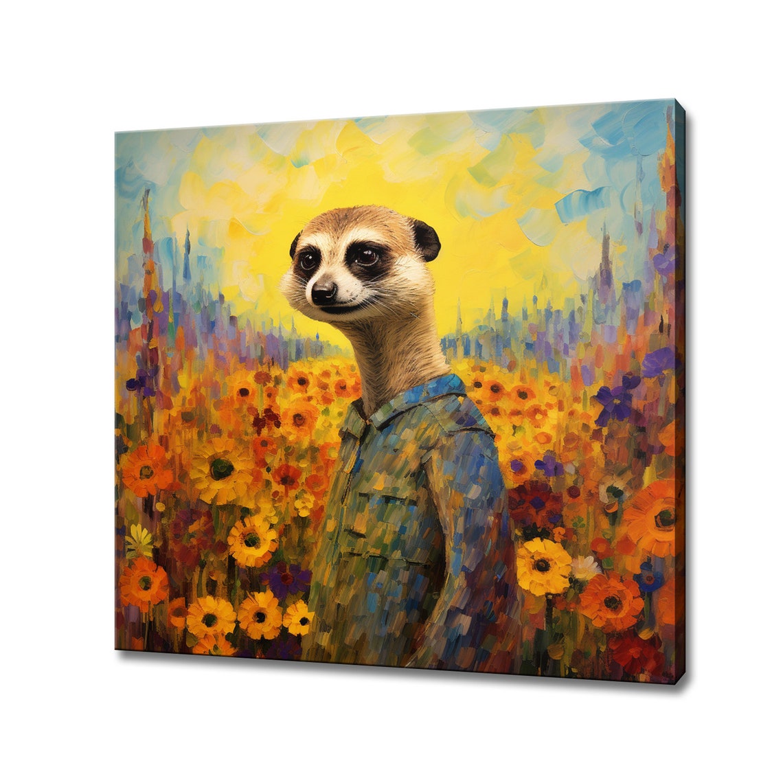 Meerkat Wearing Shirt Animal Print Gift For Meerkat Lover Colourful Meerkat Portrait Painting Print Meerkat Pet Wall Art