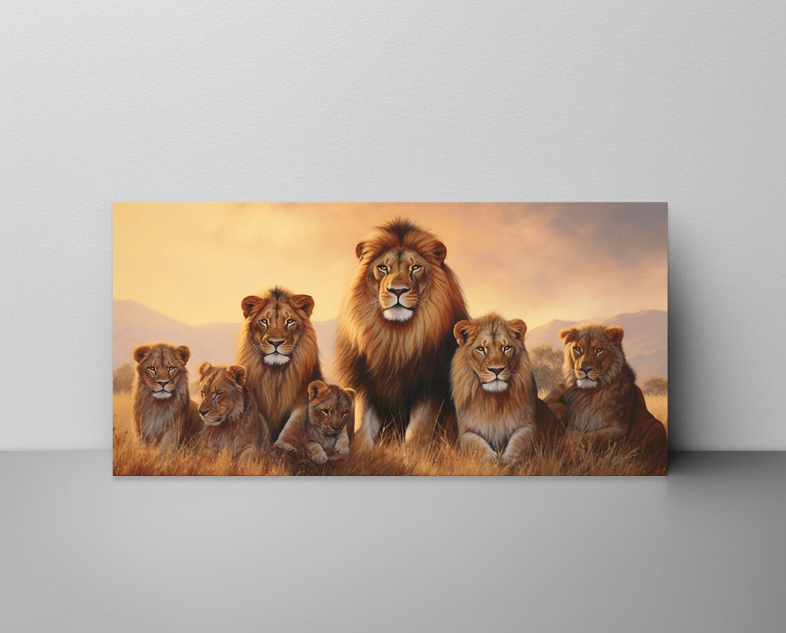 Lion Family At Sunset Print Wild Cats Inspired Art Enchanting Animals Wall Art Wildlife Home Decor Majestic Animals Picture Print - Image 4