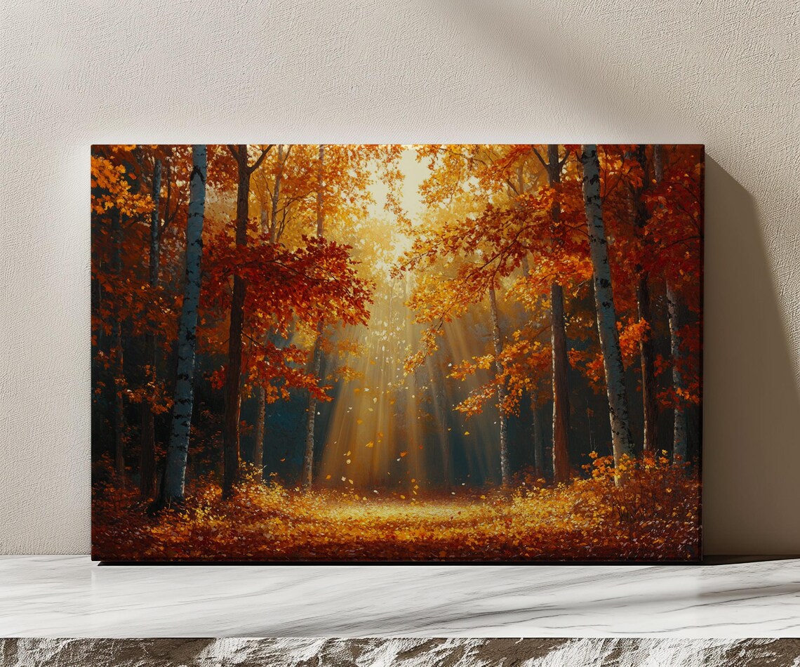 Magical Autumn Forest, Vintage Countryside Farmhouse Art Print - Image 3