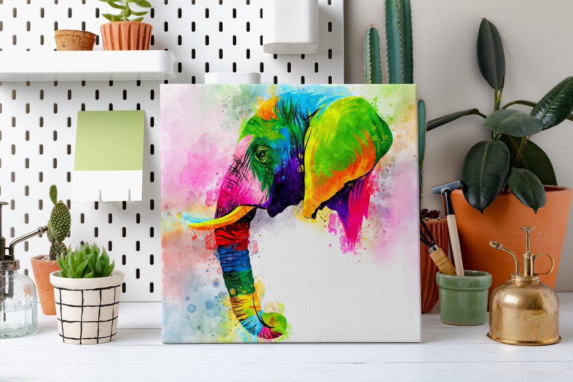 Colourful African Elephant Abstract Art Print, Modern - Image 2