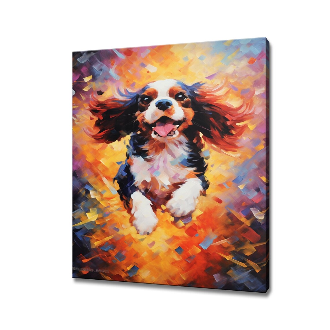 Cavalier King Charles Spaniel Colorful Joyful Dog Portrait Art Print