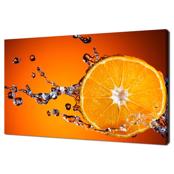 Orange Slice Fruit Water Splash Kitchen Modern Design Home Decor Print Wall Art Picture