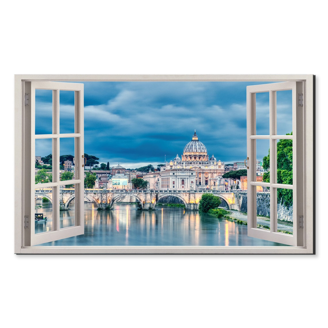 St Peters Basilica Rome Vatican Tiber River Evening View Poster