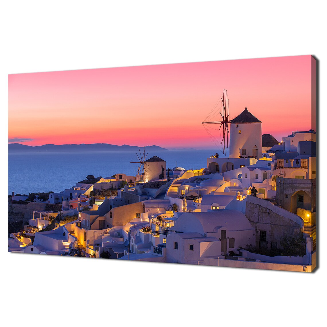 Santorini Island Pink Sunset Modern Art Print