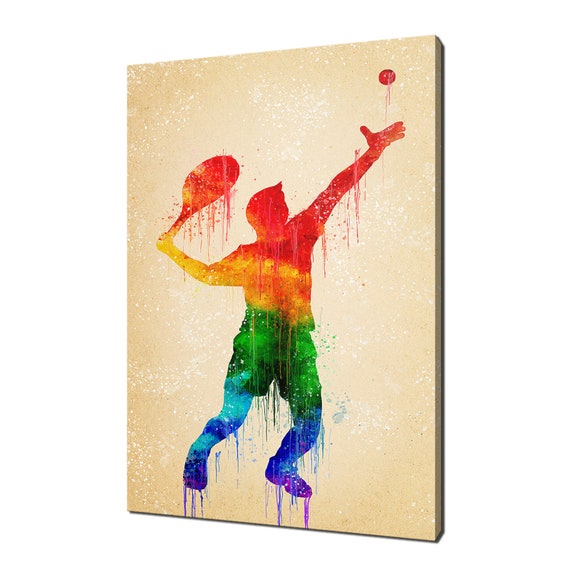 Tennis Player Colourful Watercolour Sport Modern Design Home Decor Print Wall Art Picture