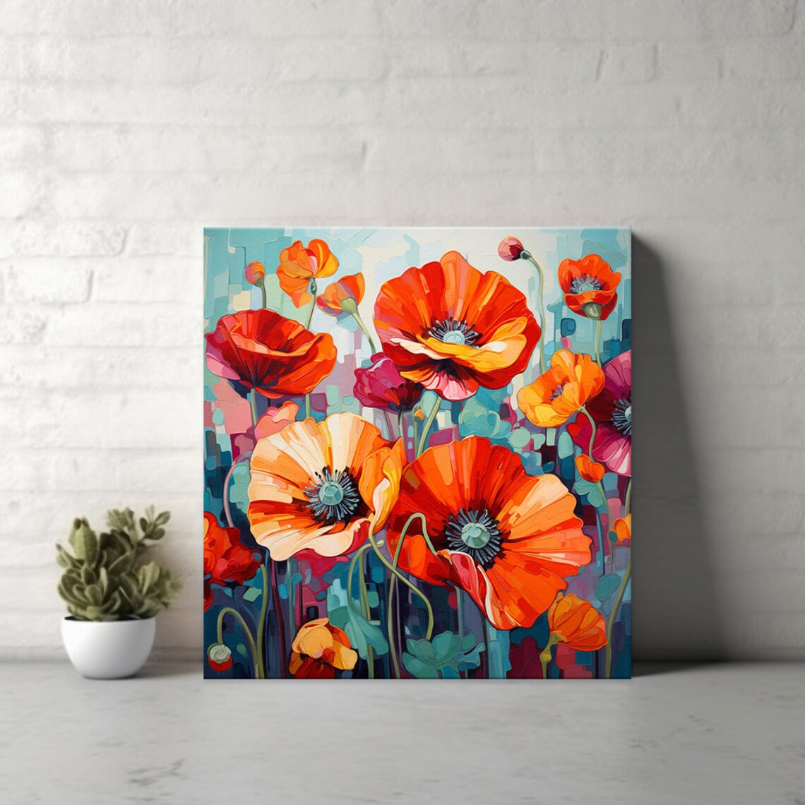 Red Poppies Oil Painting Style, Modern Floral Art Print - Image 4