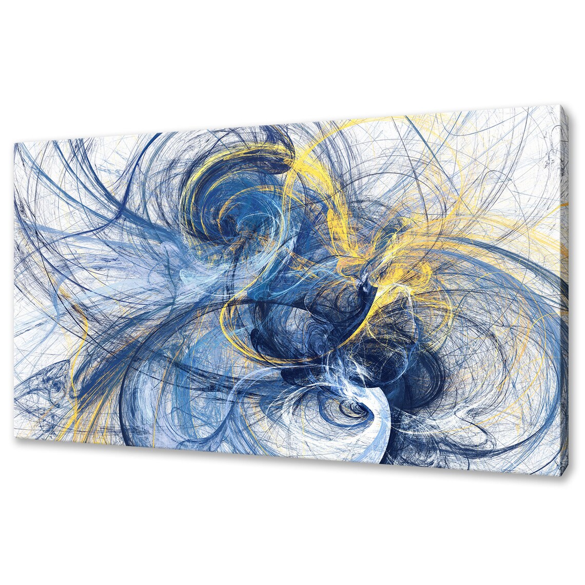 Abstract Blue Yellow Motion Lines, Wall Art Print