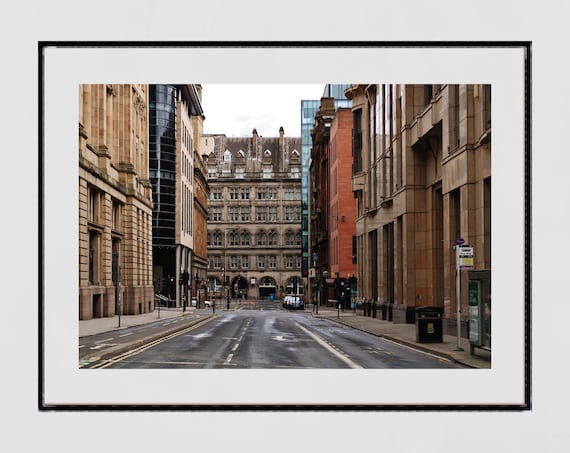Glasgow City Street Quiet Empty Road Architecture Photography Print