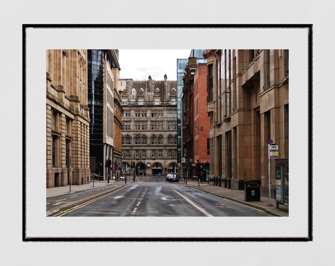 Glasgow City Street Quiet Empty Road Architecture Photography Print