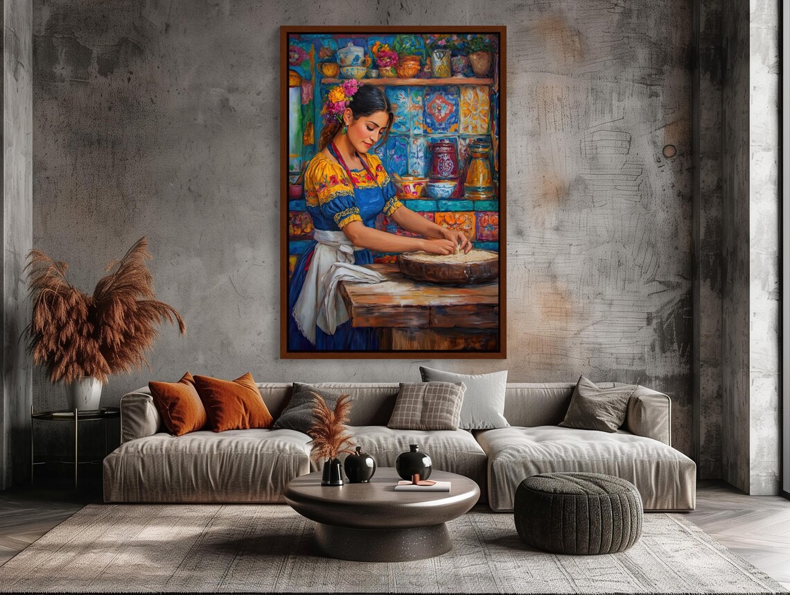 Traditional Mexican Woman Making Tortillas Art Print - Image 2