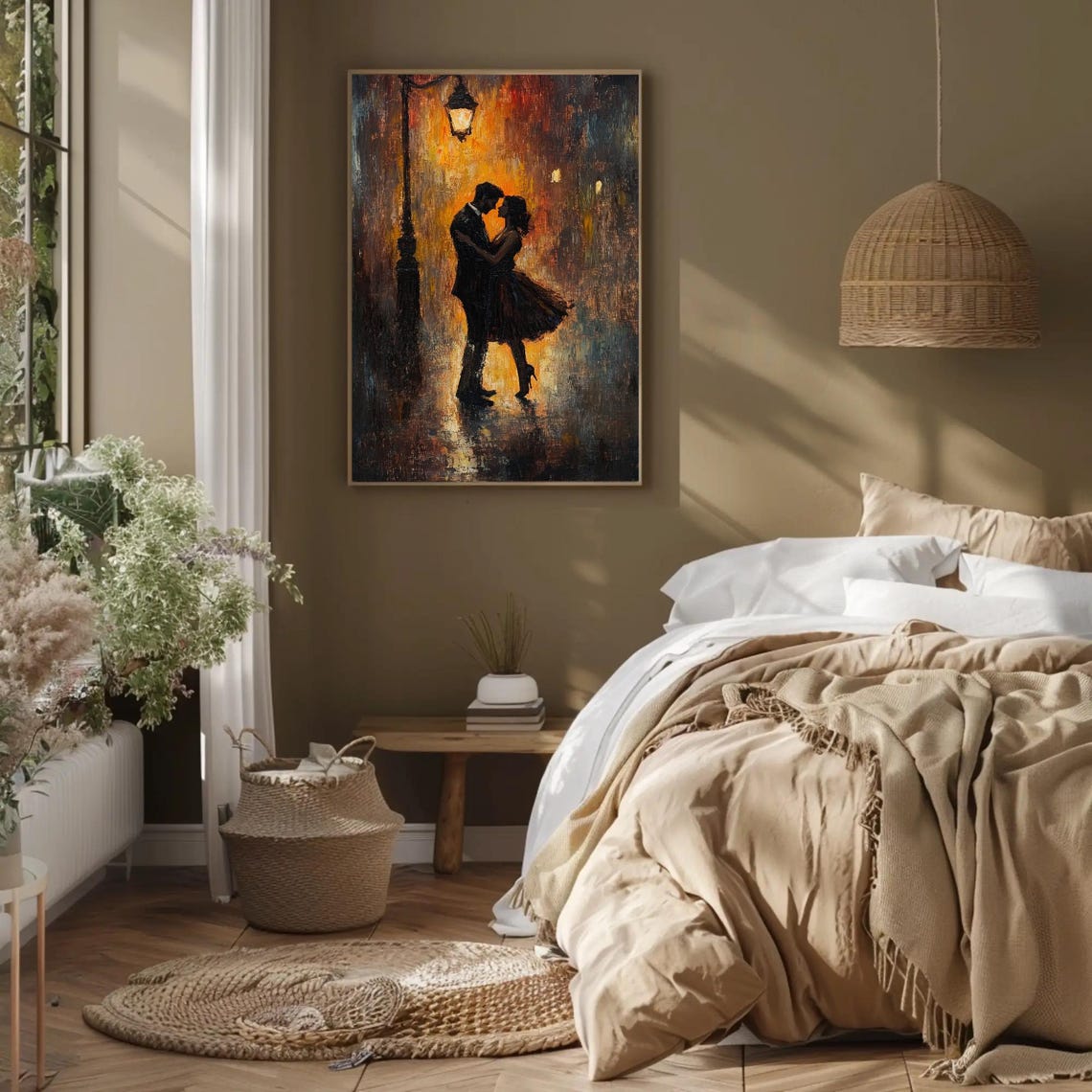 Romantic Couple Dancing Under A Street Lamp On A Rainy Night Poster - Image 2
