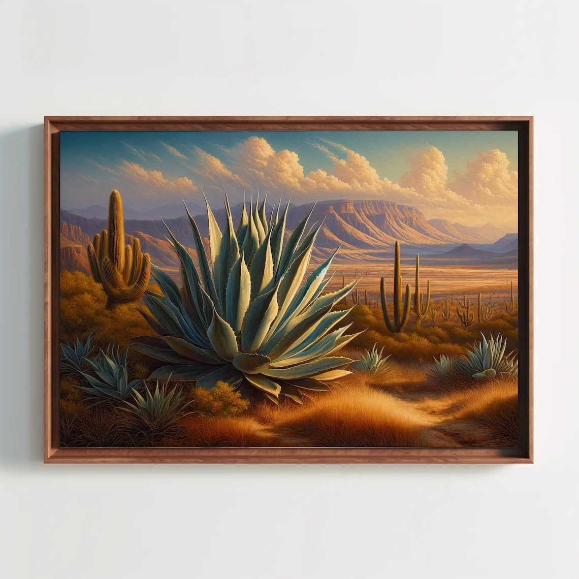 Southwest Agave Desert Sunset Landscape Watercolor Cactus Art Poster