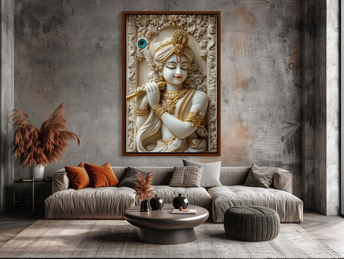 Krishna 3D Illusion Print, Hindu Spiritual Art Print - Image 2