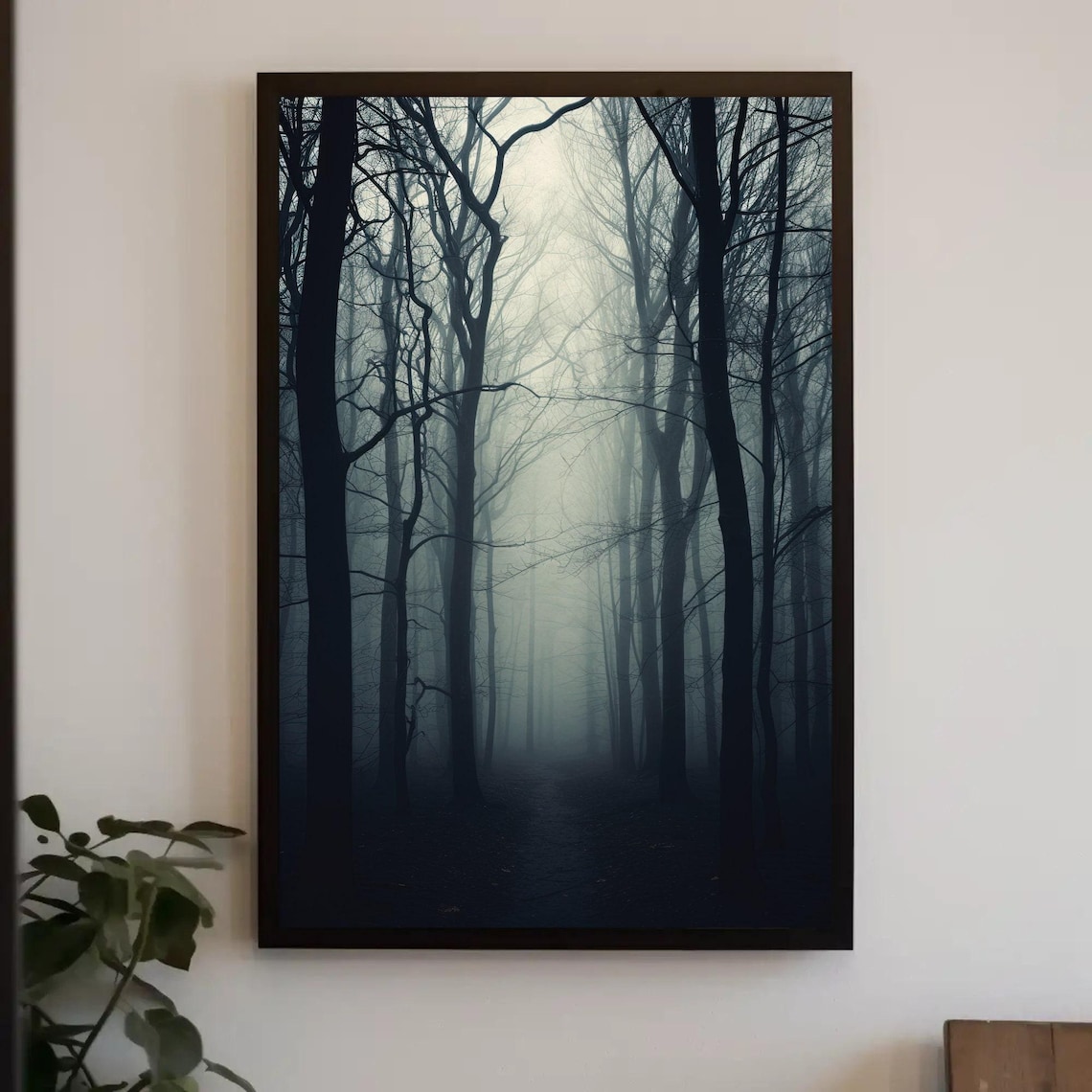 Misty Black and White Forest Foggy Trees Moody Landscape Poster