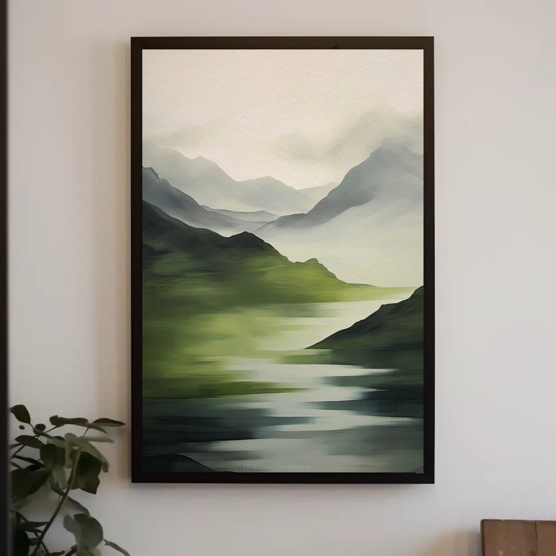Green Mountain Boho Forest Landscape, Art Print