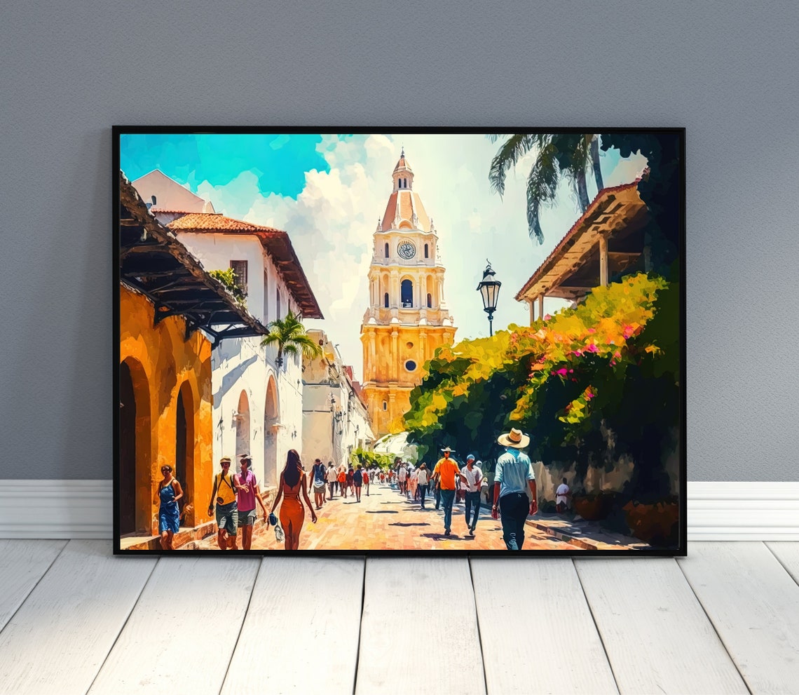 Cartagena Oil Painting Colombia Wall Art Colombia Print Colombia Art Print Colombia Wall Art Colombia Gift Colombia Art - Image 2