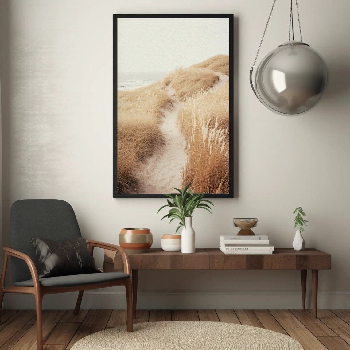 Grassy Dune Path to the Beach Coastal Nature Trail Scene Poster - Image 5