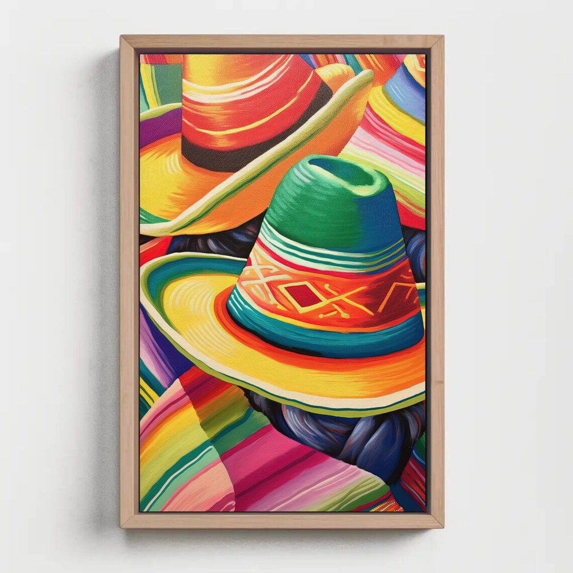 Colorful Mexican Sombreros Vibrant Hat Still Life Art Poster - Image 5