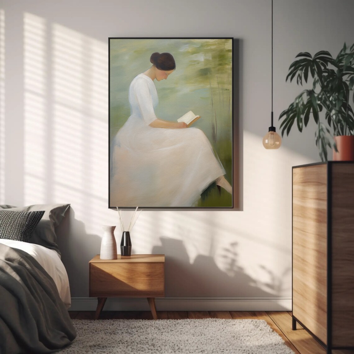 Woman Reading Book, Impressionist Minimalist Art Print - Image 5