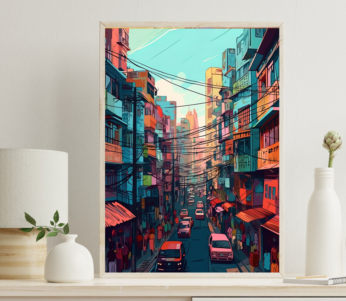 Streets Of Kolkata Travel Poster, India Wall Art