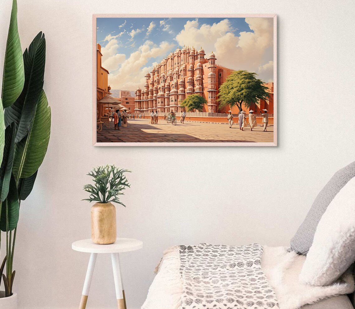 Hawa Mahal Palace Jaipur India Heritage Landmark Painting Poster - Image 3
