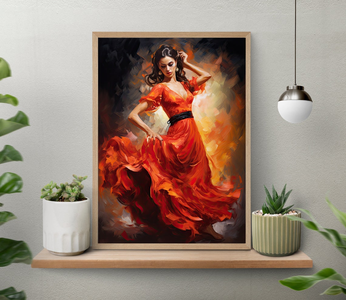 Flamenco Woman Dancing At Festival Flamenco Dance Painting Flamenco Art Spanish Home Decor Spanish Wall Art Mexican Gift - Image 4
