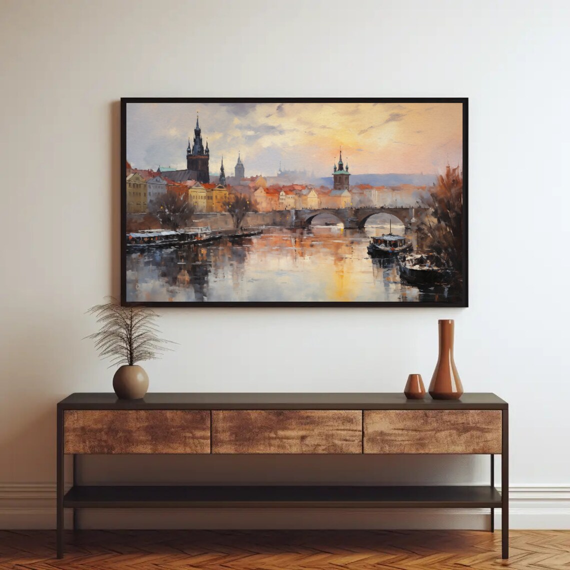 Prague Cityscape Painting, Historic Capital Travel Poster - Image 2