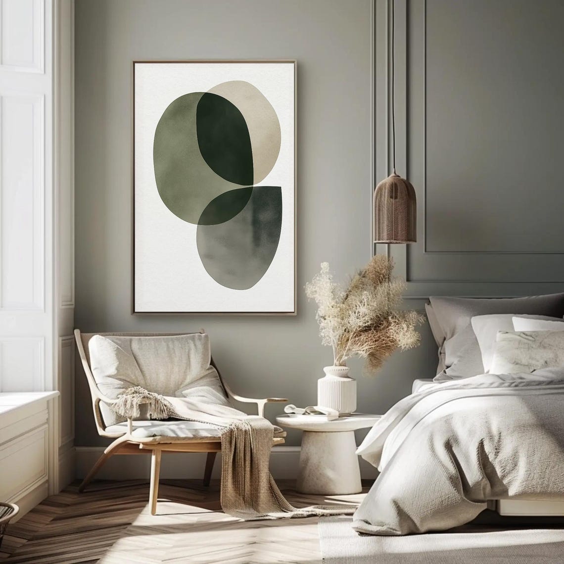 Muted Sage Green Organic Shapes Minimalist Modern Art Poster - Image 2