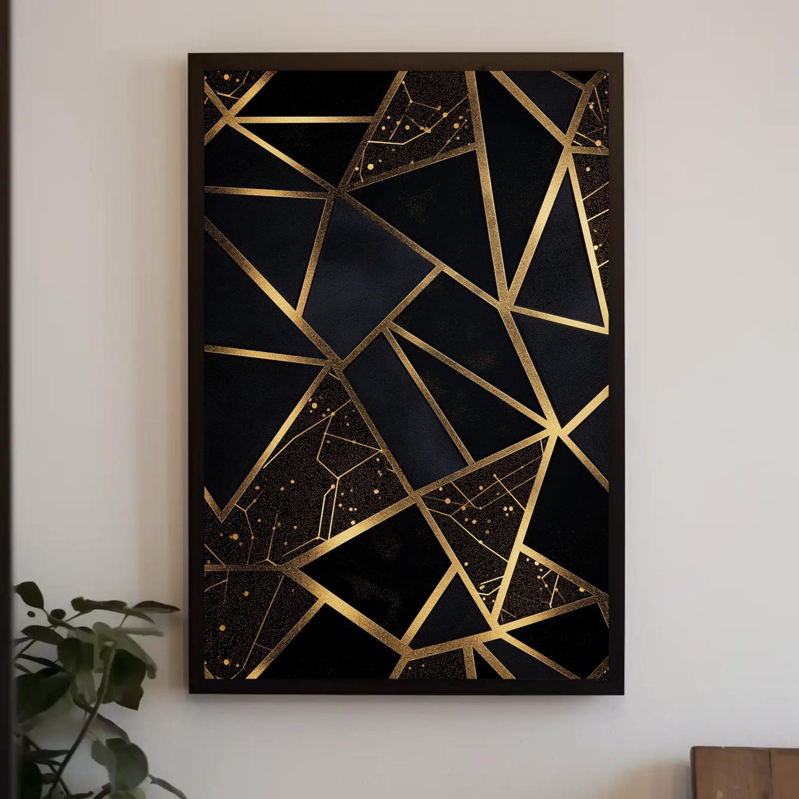 Gold And Black Pattern Abstract Print Luxury Modern Art Wall Decor Bold Geometric Pattern Painting For Living Room Or Office