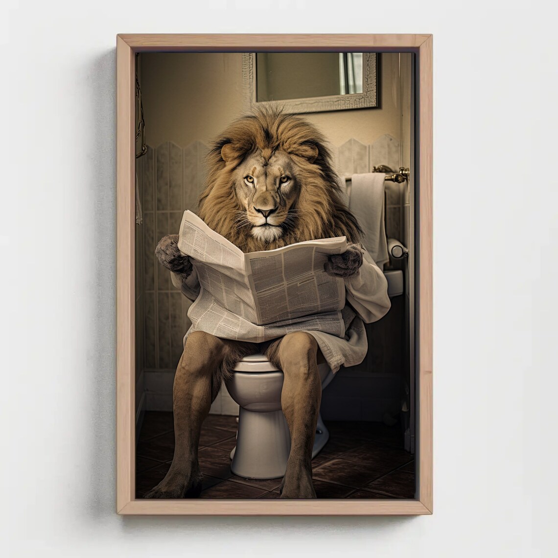 Majestic Lion Toilet Humor Animal Art Print - Image 5