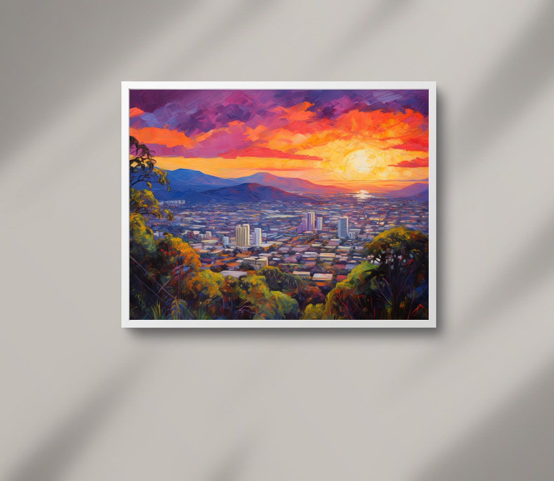 San Jose Costa Rica Valley Sunset Panoramic Cityscape Poster - Image 2