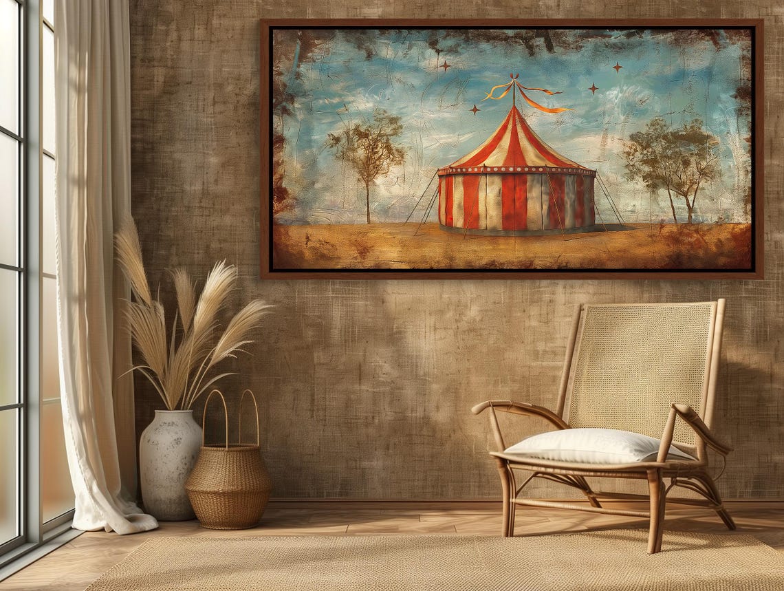 Vintage Red And White Circus Tent Nostalgic Big Top Art Poster - Image 3