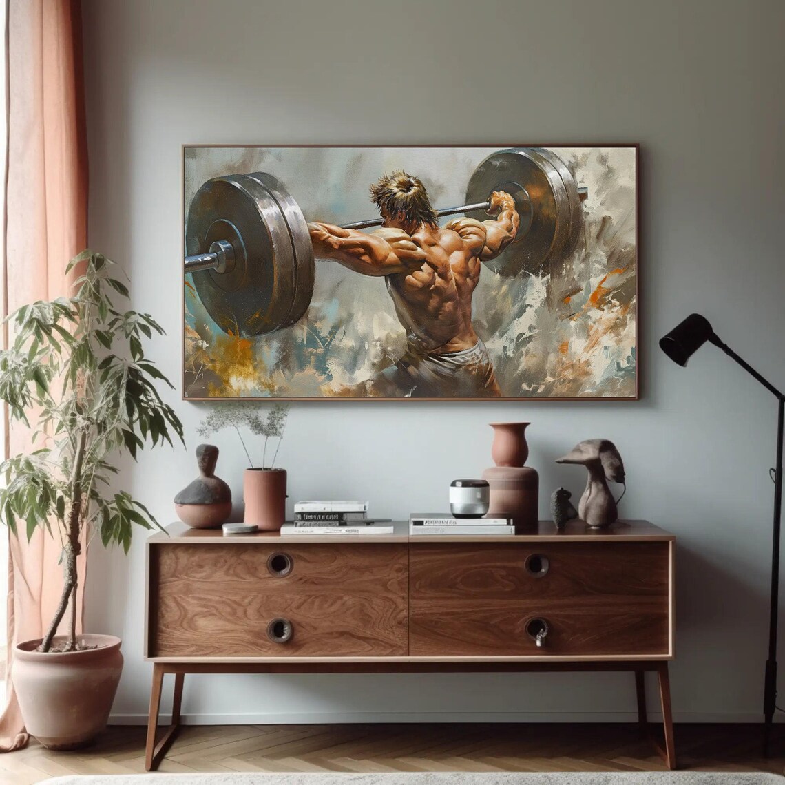 Weightlifter Overhead Squat Heavy Barbell Strength Gym Art Poster - Image 4