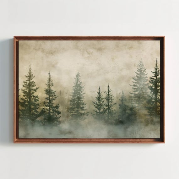 Pine Trees Abstract Painting Framed Print Modern Art Poster Beautiful Wall Decor Ready To Hang Living Room Or Office Decor