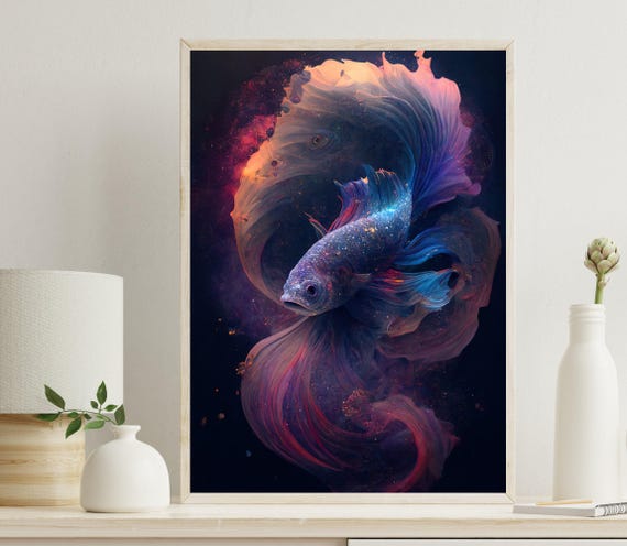 Fish Wall Art Abstract Fish Art Living Room Wall Art Bedroom Art Modern Wall Decor Living Room Decor Home Decor Framed