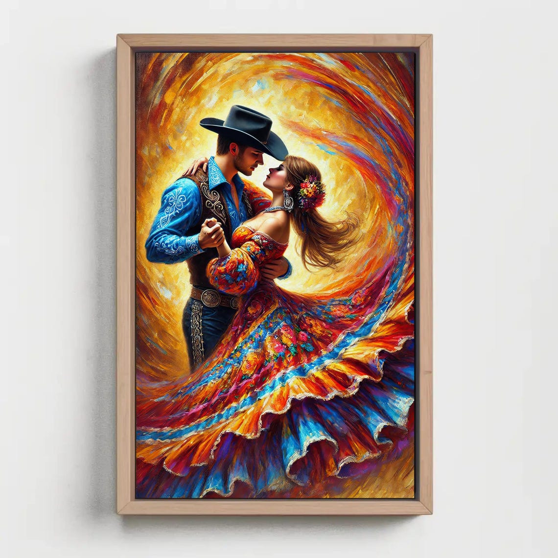 Colorful Mexican Folk Dance Couple in Jarabe Tapatio Whirl Poster - Image 5