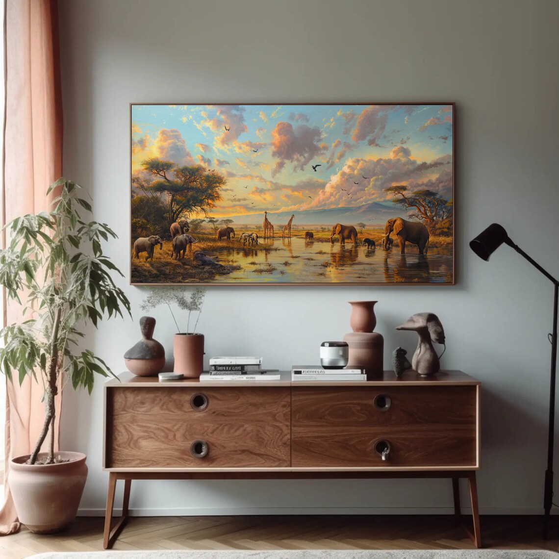 African Savannah Wildlife Oil Painting, Animal Wall Art - Image 4