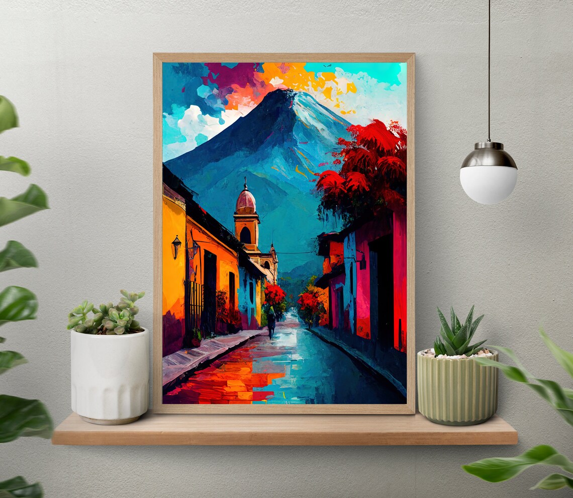 Guatemala Travel Poster, Antigua Guatemala Travel Art - Image 2