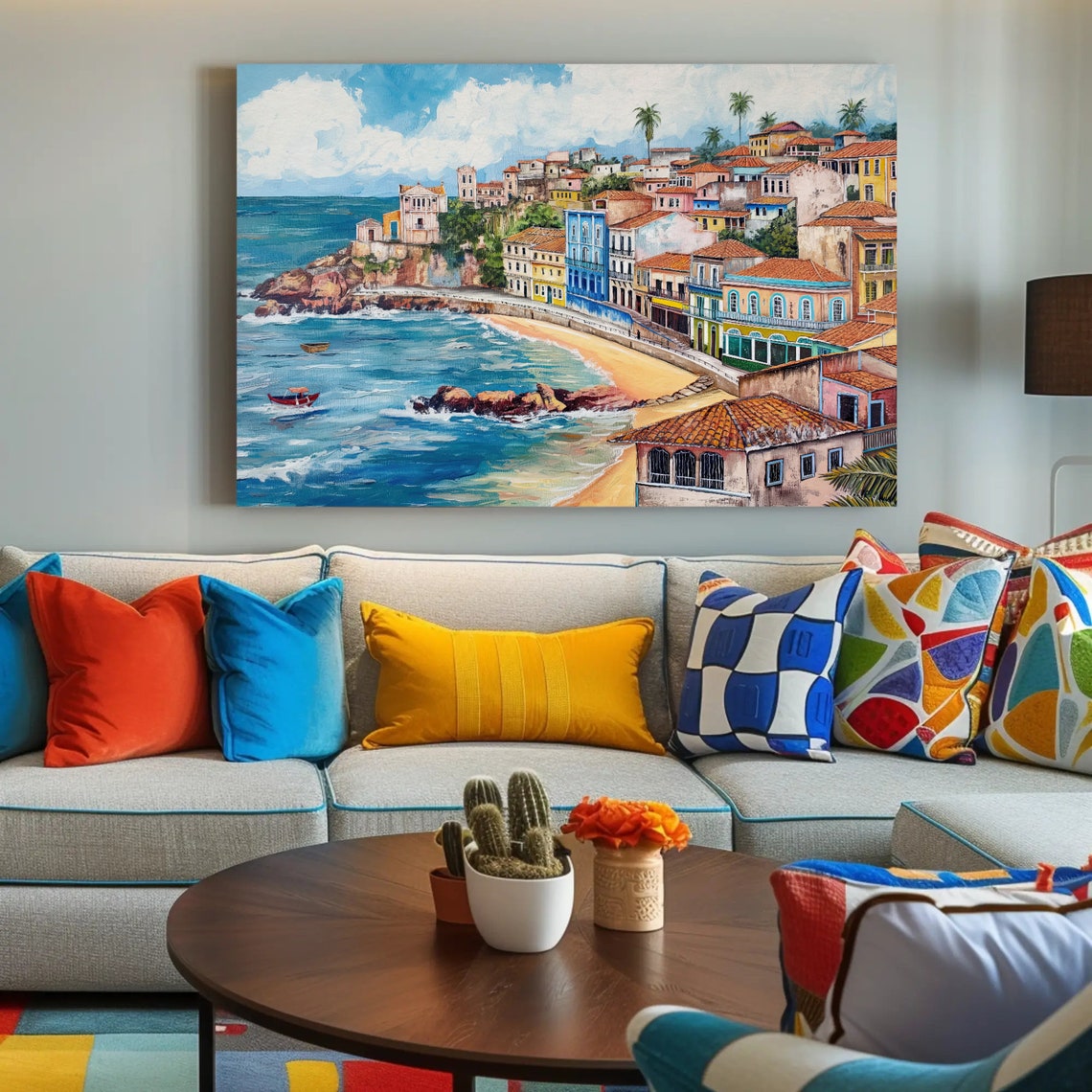 Salvador Bahia Beach Painting Large Print Brazilian Wall Art Brazil Painting Brazilian Painting Latin Wall Decor Landscape Art