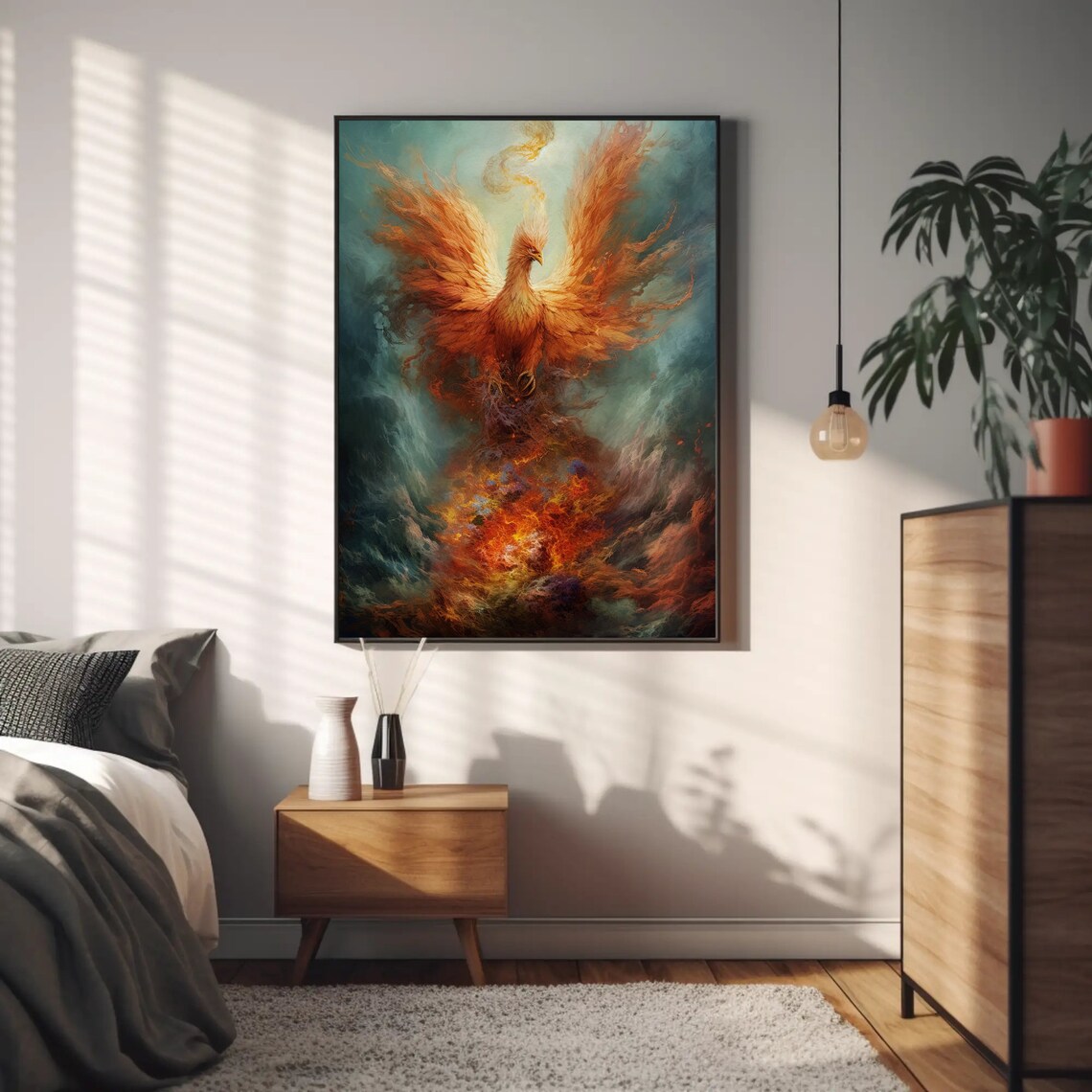 Fire and Water Phoenix Fantasy Wall Art Print - Image 5
