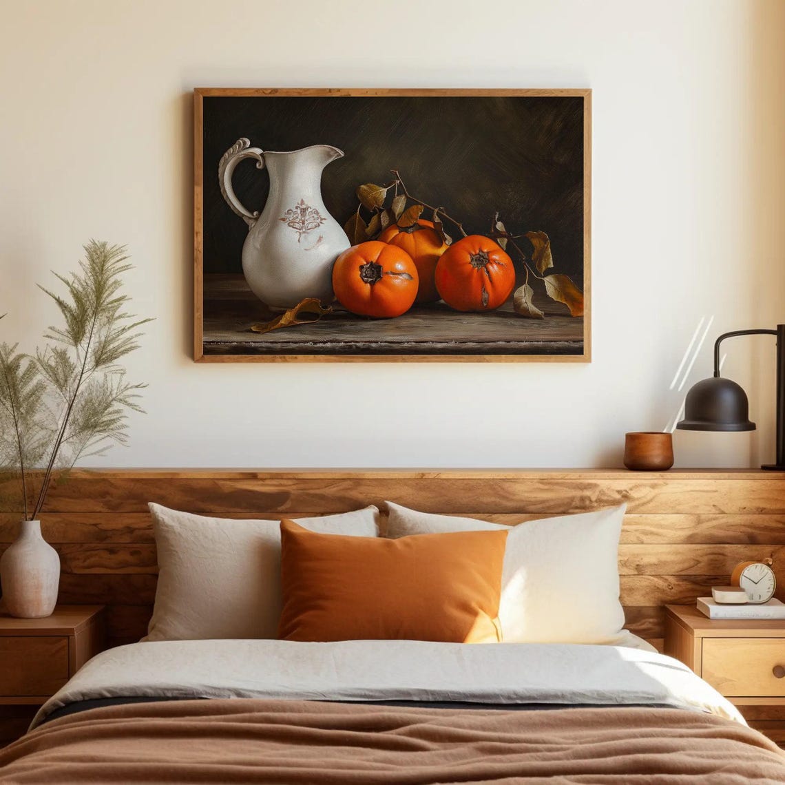 Persimmons with Antique Porcelain Jug Classic Still Life Fruit Poster - Image 5