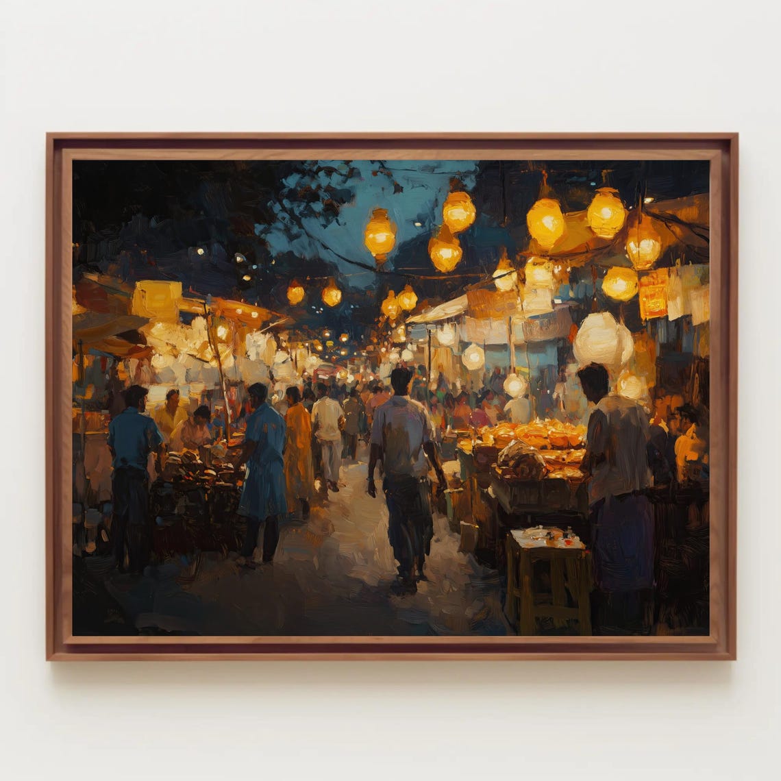Bustling Indian Night Market Under Glowing Paper Lanterns Poster - Image 2